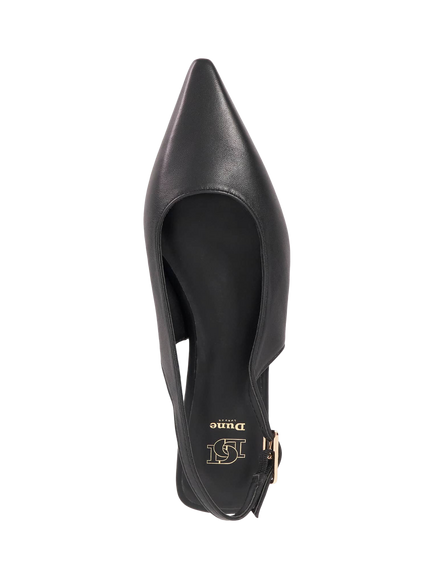 Dune Hostess Leather Slingback Court Shoes, Black - view 2, Black