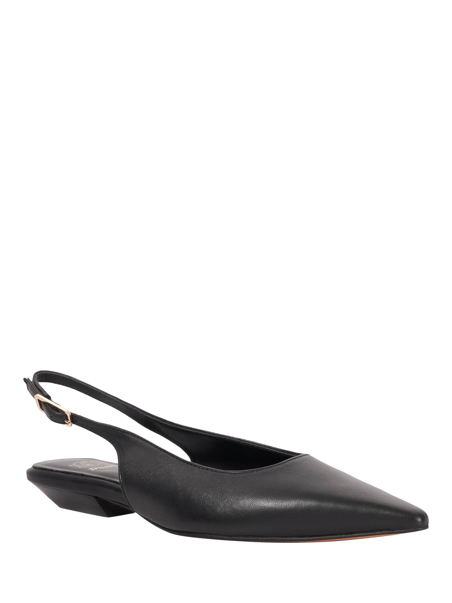 Product image 3 of 5, which shows Dune Hostess Leather Slingback Court Shoes, Black, EU36