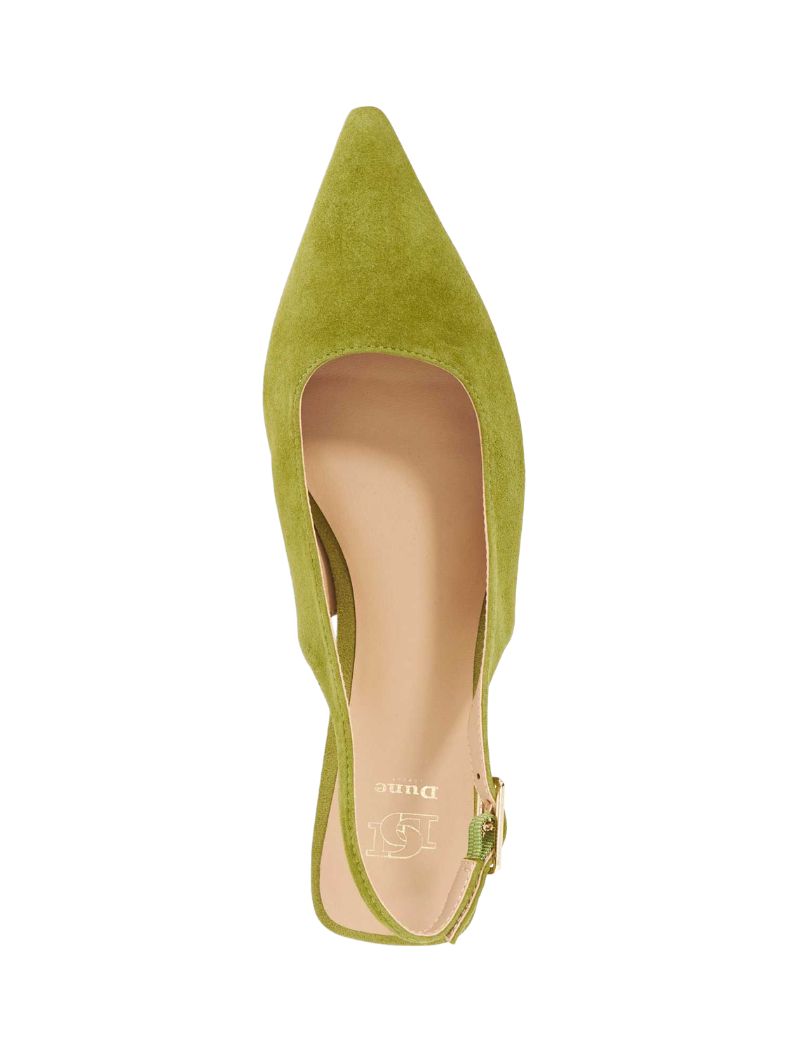 Product image 2 of 5, which shows Dune Hostess Suede Slingback Court Shoes, Green, EU36