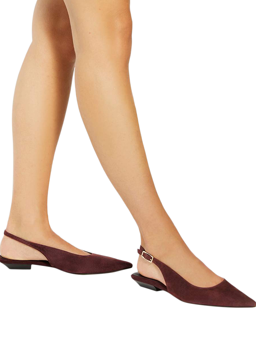 Product image 2 of 6, which shows Dune Hostess Suede Slingback Court Shoes, Purple, EU36