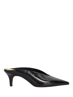 Dune London DECISIVE Leather High Vamp Mule Stilettos, Black
