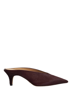Dune London Decisive Leather High Vamp Stiletto Mules, Burgundy, Burgundy