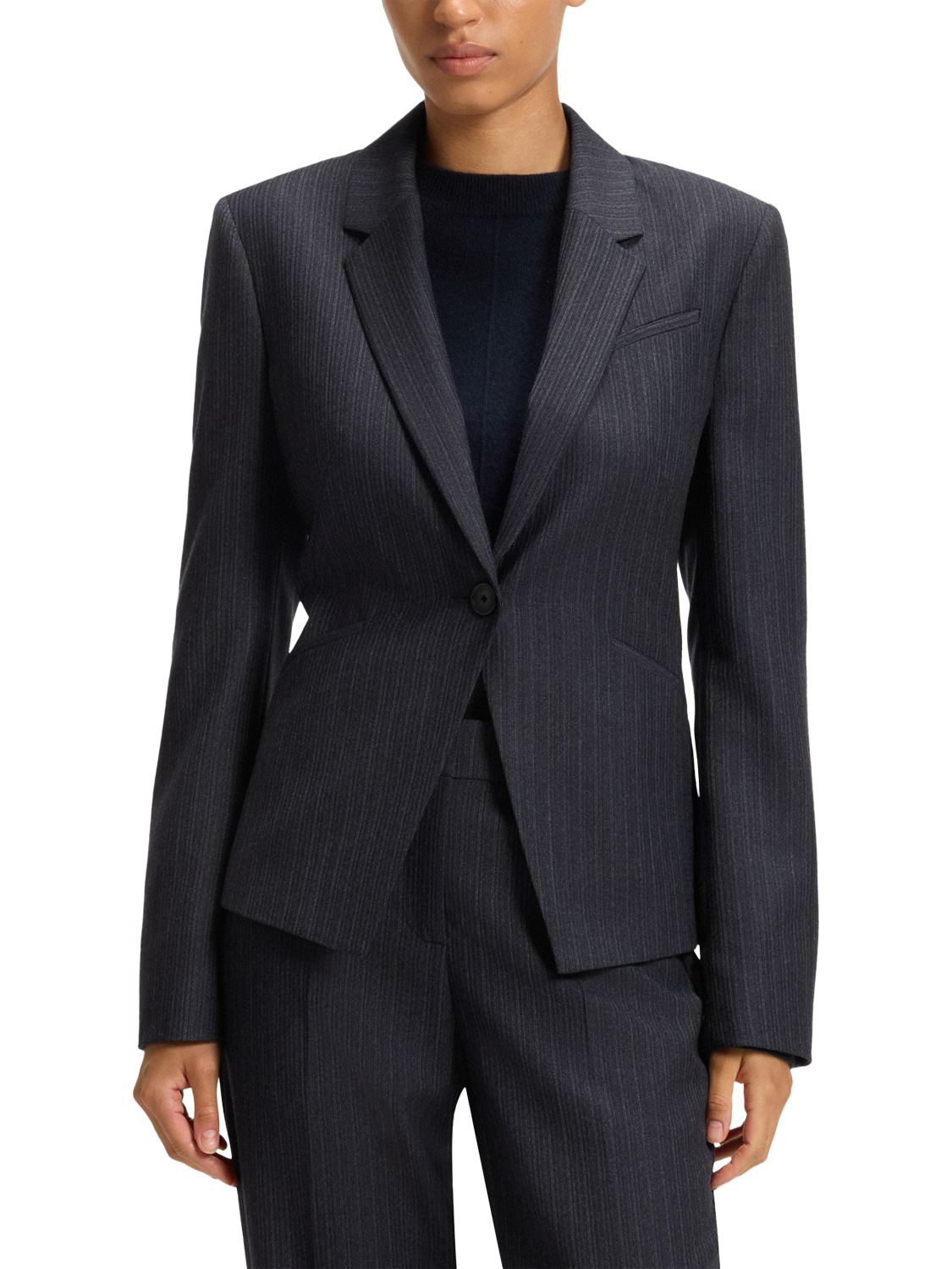 Product image 1 of 6, which shows BOSS Wool Slim Fit Striped Blazer, Open Miscellaneous, 4