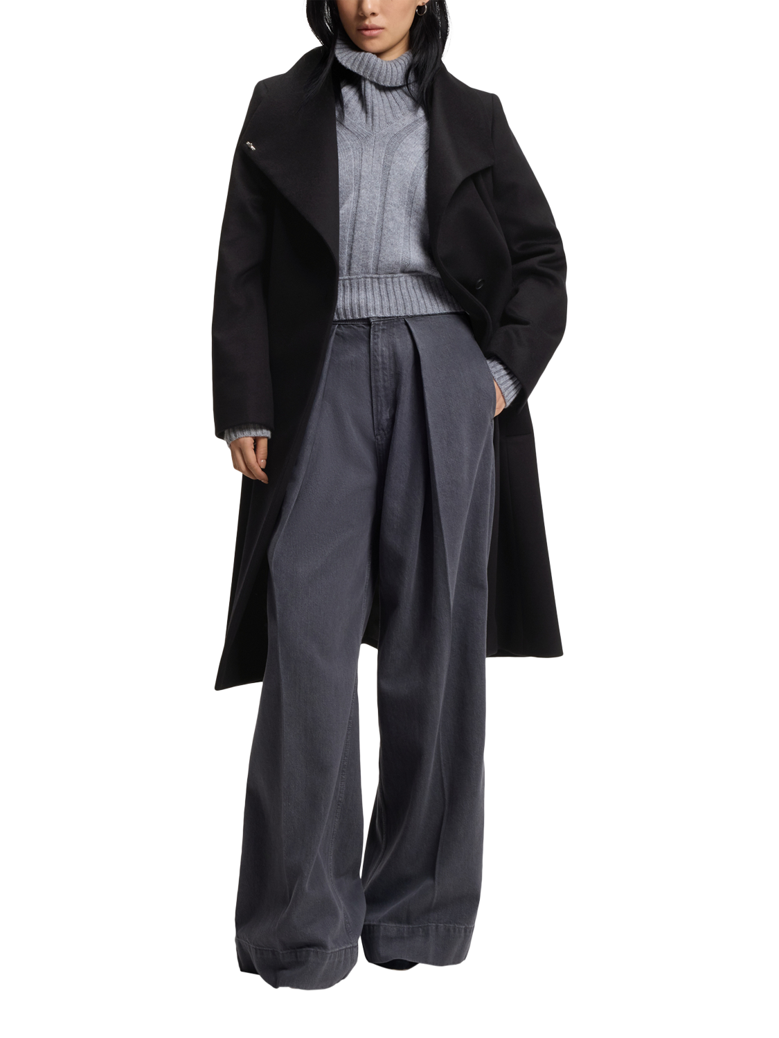 Product image 3 of 6, which shows HUGO BOSS BOSS Wool Blend Overcoat, Black, 4