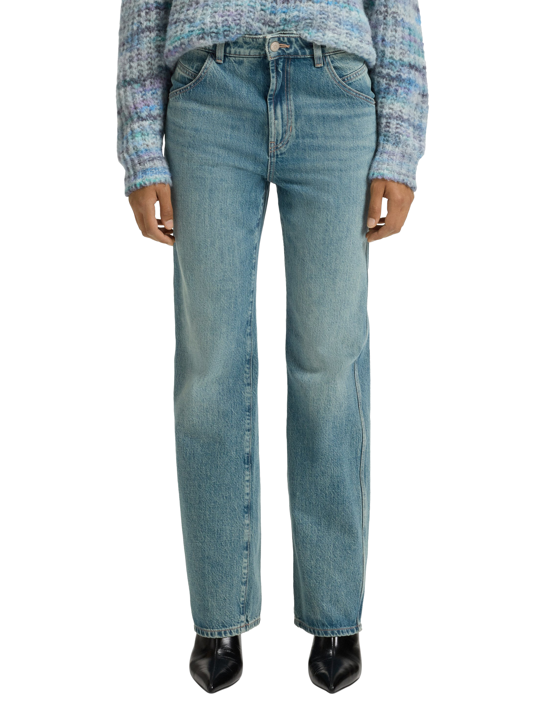 Product image 1 of 5, which shows HUGO BOSS BOSS Cotton Blend Straight Leg Jeans, Bright Green, 27R