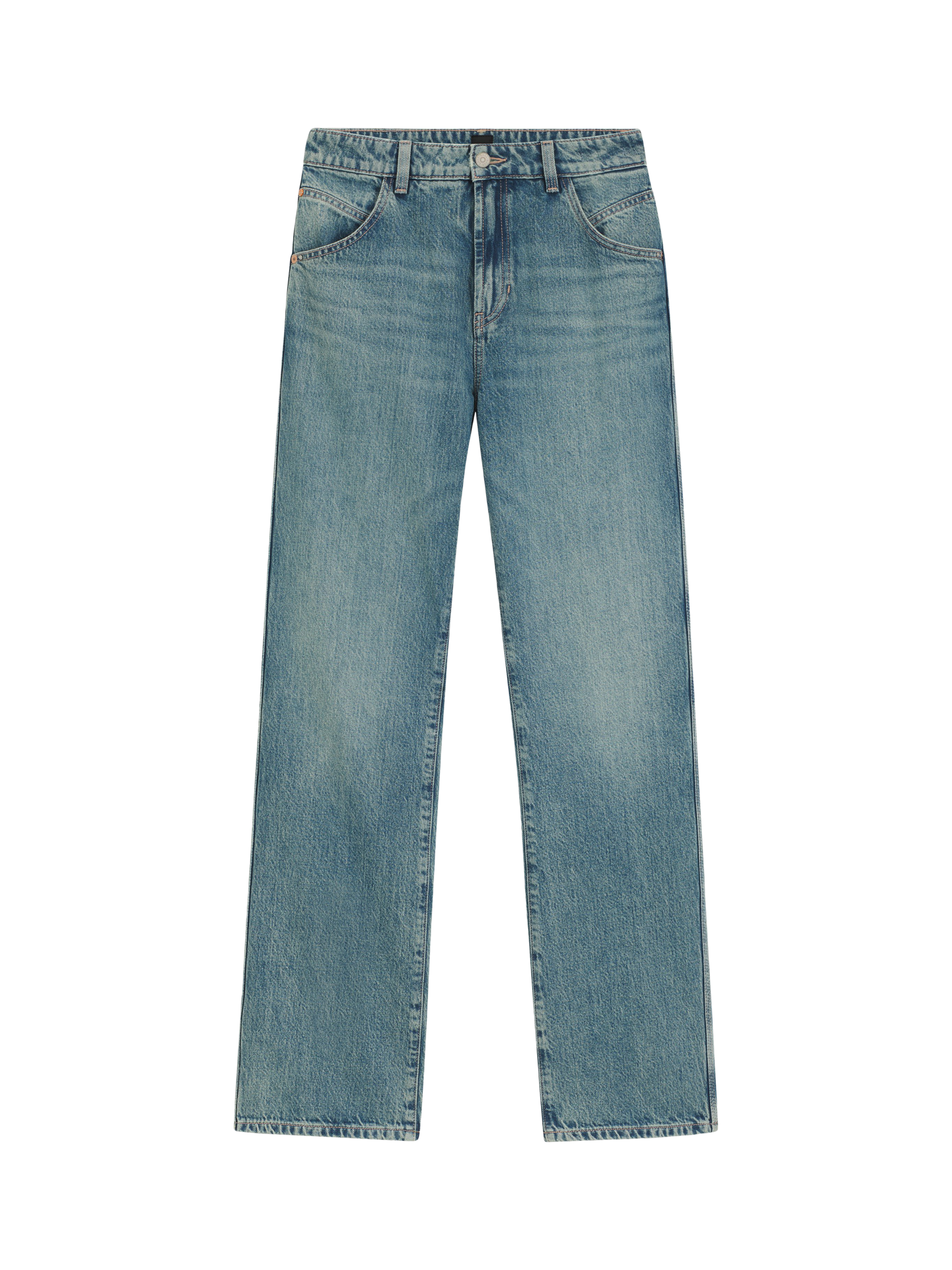 Product image 4 of 5, which shows HUGO BOSS BOSS Cotton Blend Straight Leg Jeans, Bright Green, 27R
