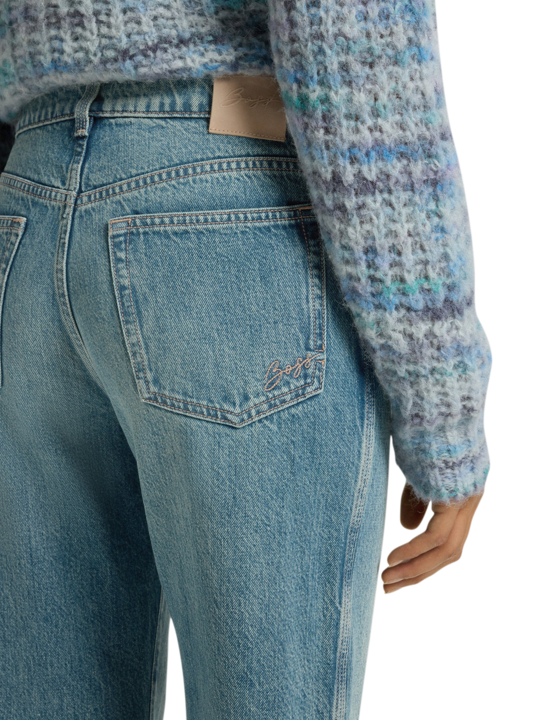 Product image 5 of 5, which shows HUGO BOSS BOSS Cotton Blend Straight Leg Jeans, Bright Green, 27R