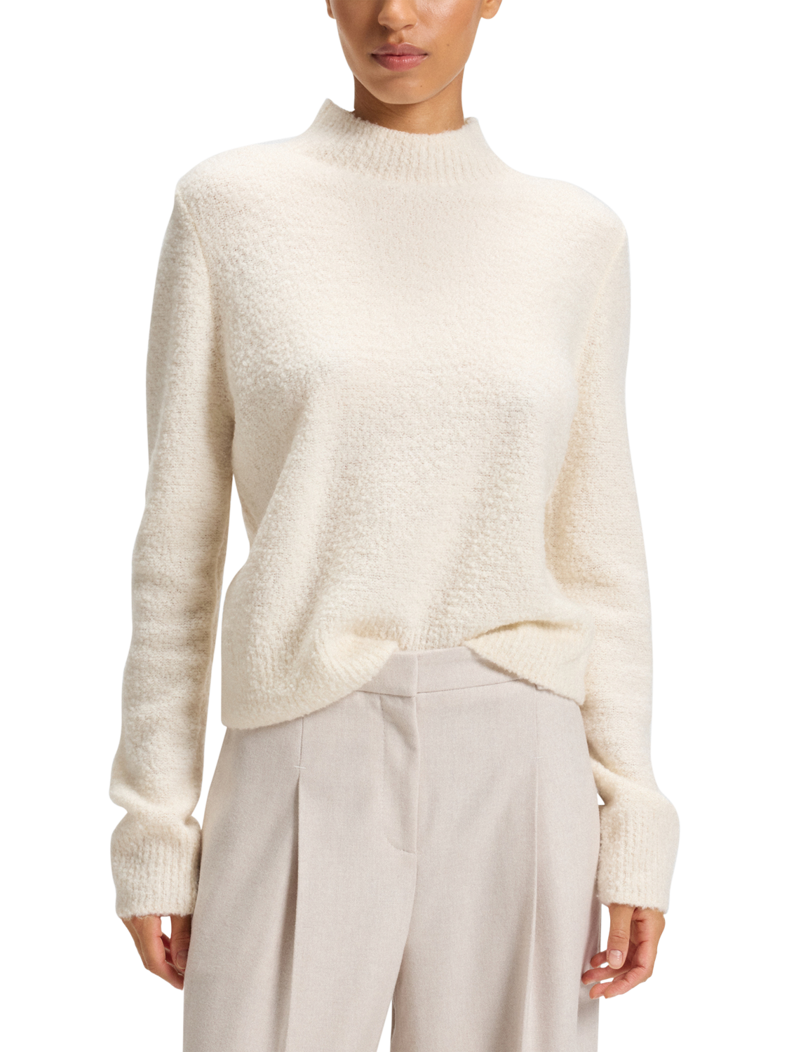 BOSS Fubrina Wool Rich Jumper, Open White