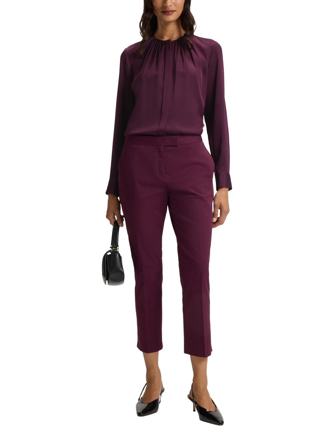 Product image 3 of 6, which shows BOSS Banorah Silk Rich Top, Dark Purple, 14