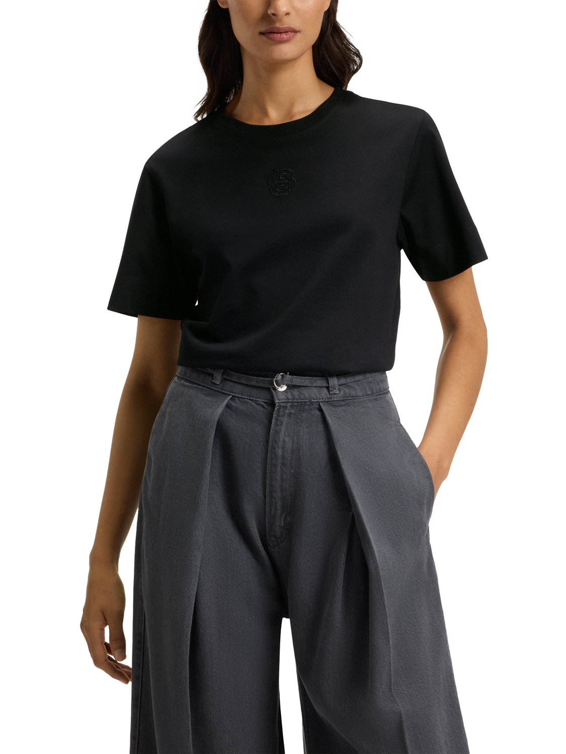 Product image 1 of 5, which shows BOSS Elpha Embroidered Logo T-Shirt, Black, XS