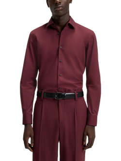 HUGO BOSS HUGO Kenno Slim Fit Cotton Shirt, Dark Red, Dark Red