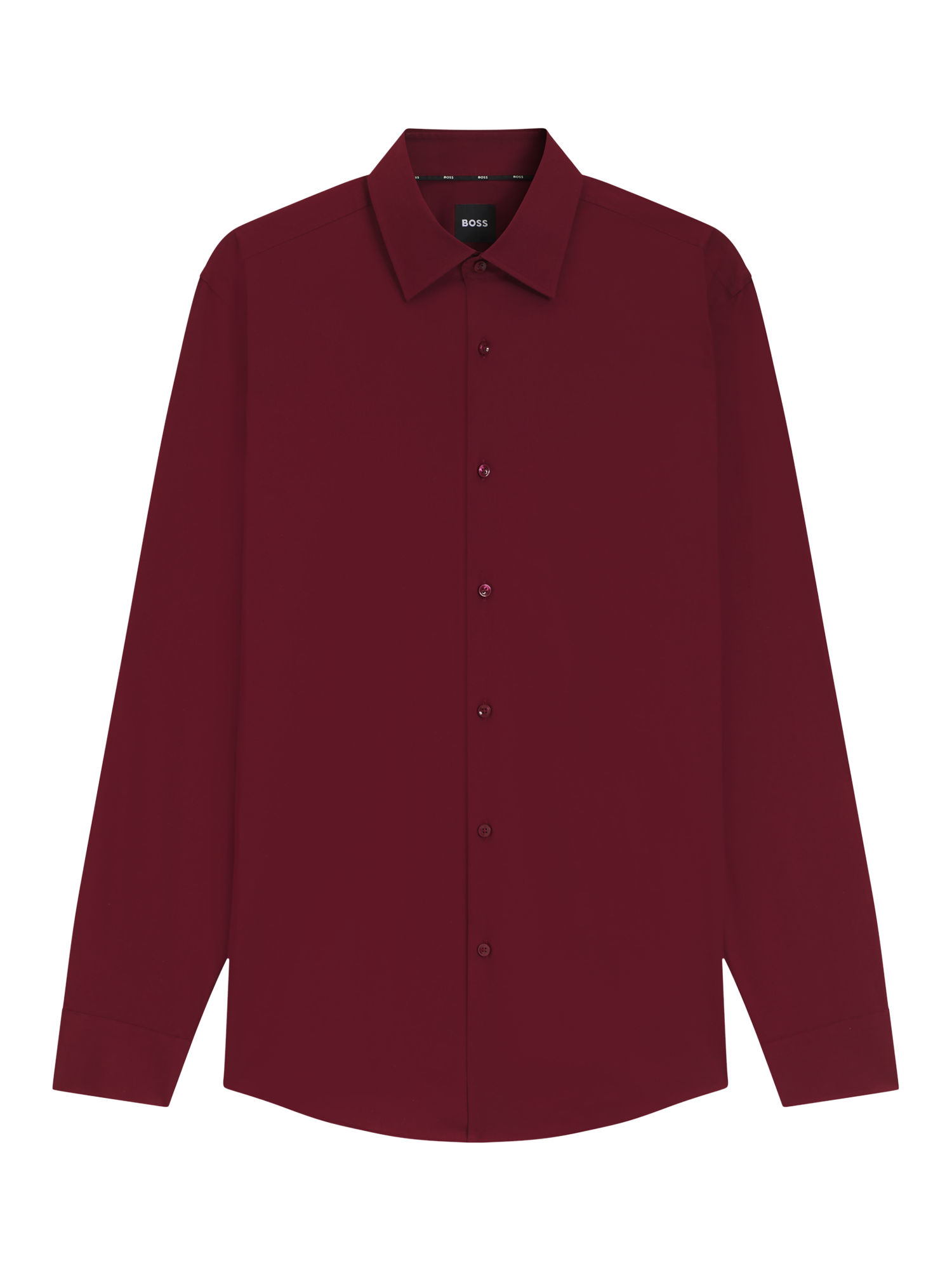 Product image 4 of 6, which shows HUGO BOSS Cotton Blend Long Sleeve Collar Shirt, Dark Red, 16