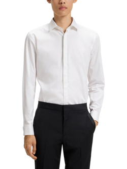 HUGO BOSS HUGO Kennew Slim Fit Cotton Blend Shirt, Open White, Open White