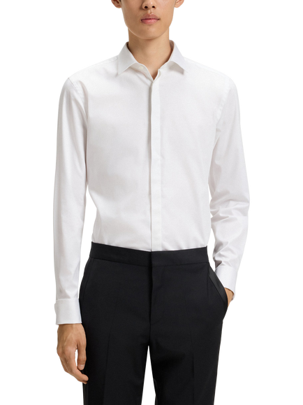 HUGO BOSS HUGO Kennew Slim Fit Cotton Blend Shirt, Open White, Open White
