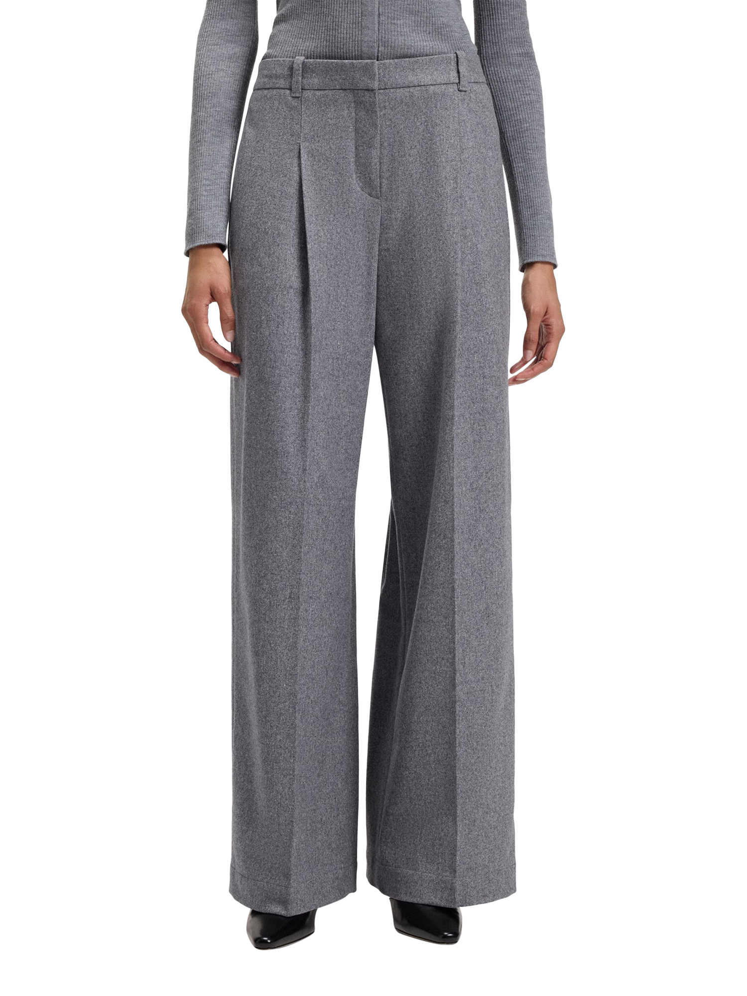 Product image 1 of 6, which shows BOSS Tiana Wool Blend Trousers, Light/Pastel Grey, 12