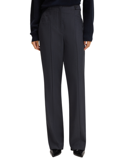 BOSS Tupera Pinstripe Pure Wool Trousers, Open Grey, Open Grey