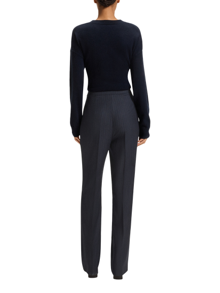 BOSS Tupera Pinstripe Pure Wool Trousers, Open Grey - view 2, Open Grey