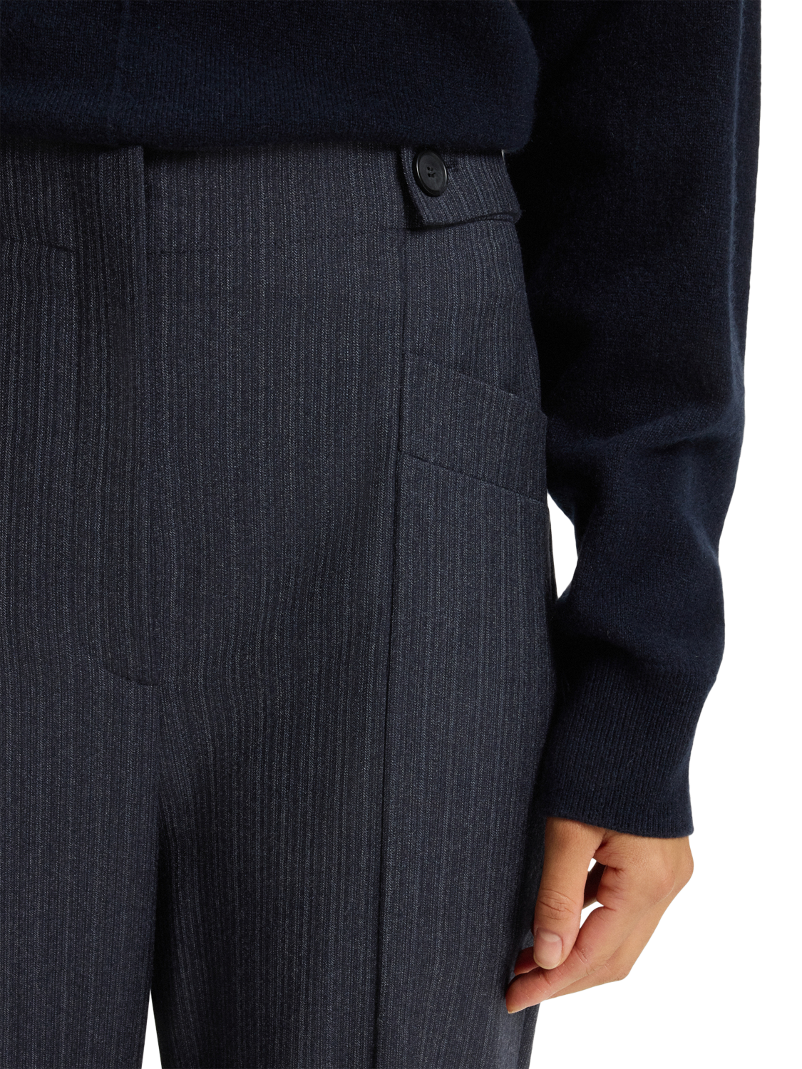 Product image 5 of 6, which shows BOSS Tupera Pinstripe Pure Wool Trousers, Open Grey, 10