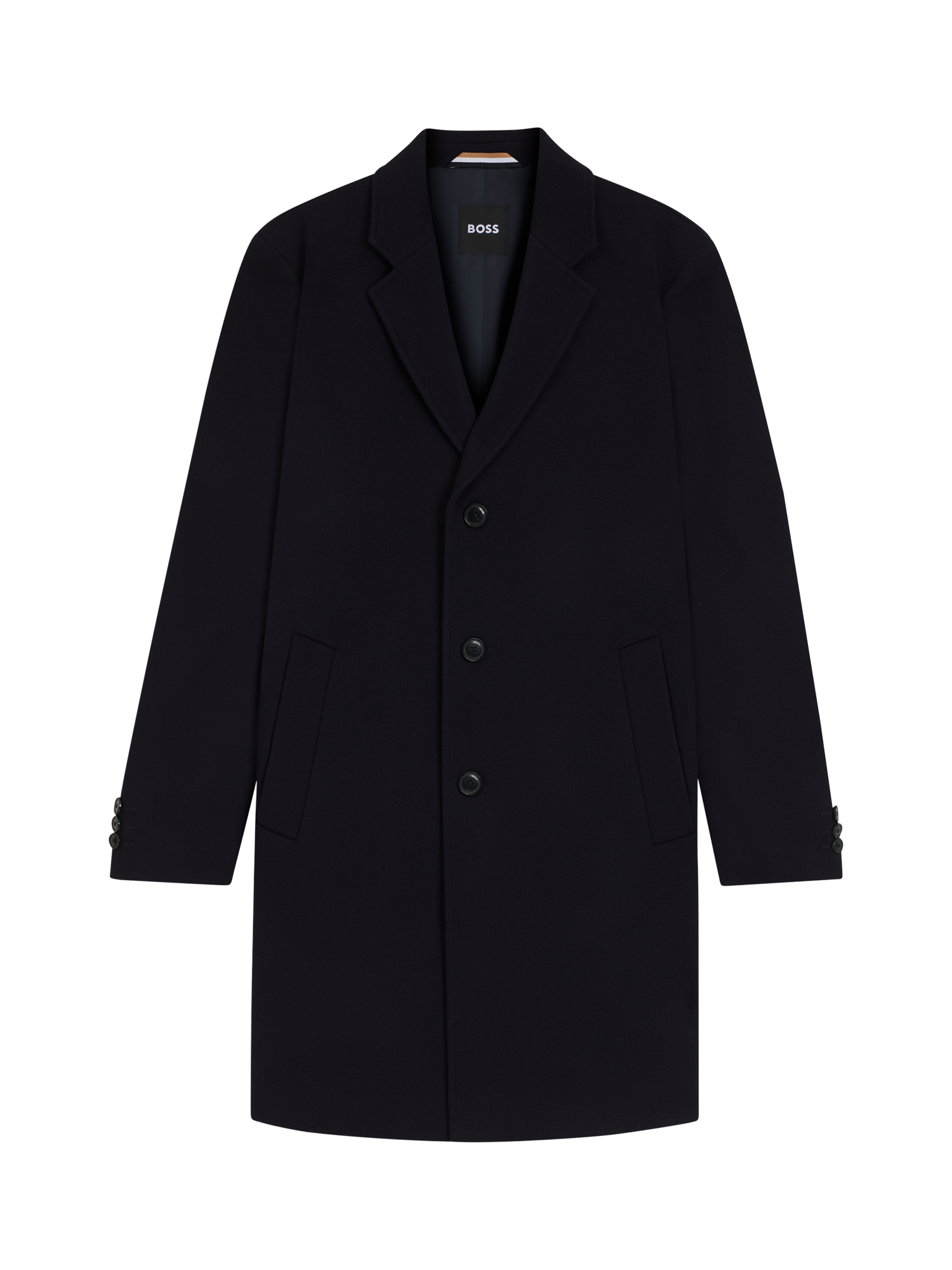 Product image 4 of 6, which shows BOSS Wool Blend Overcoat, Dark Blue, 40R