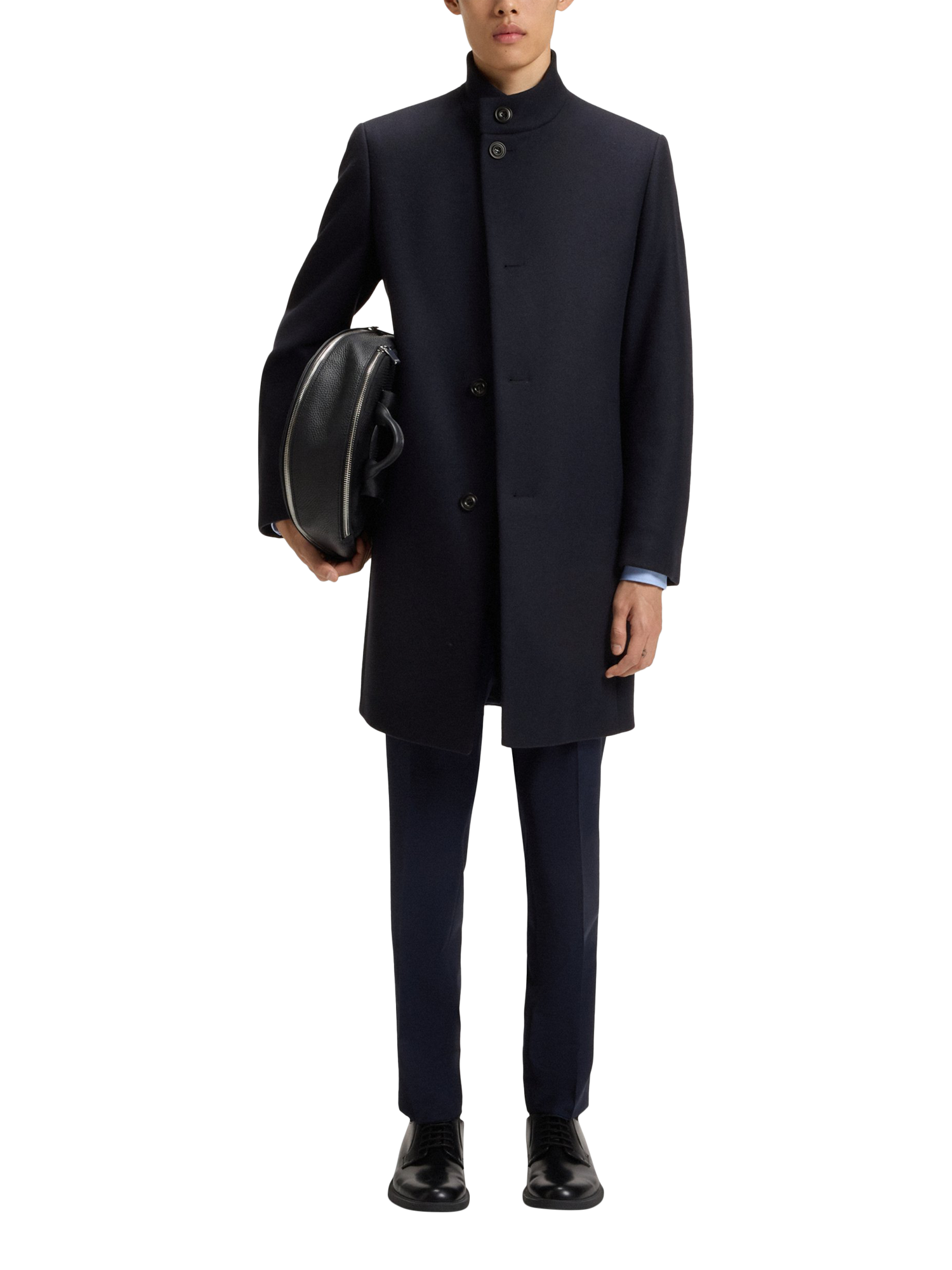 Product image 3 of 6, which shows HUGO BOSS HUGO Regular Fit Wool Blend Coat, Dark Blue, 36R