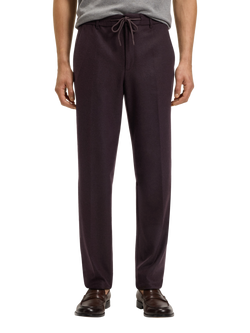 BOSS Wool Blend Tailored Casual Trousers, Dark Burgundy, Dark Burgundy