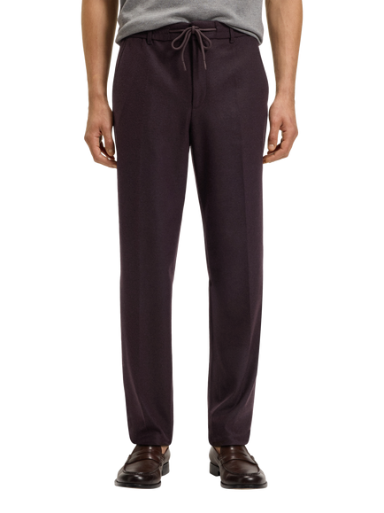 BOSS Wool Blend Tailored Casual Trousers, Dark Burgundy, Dark Burgundy