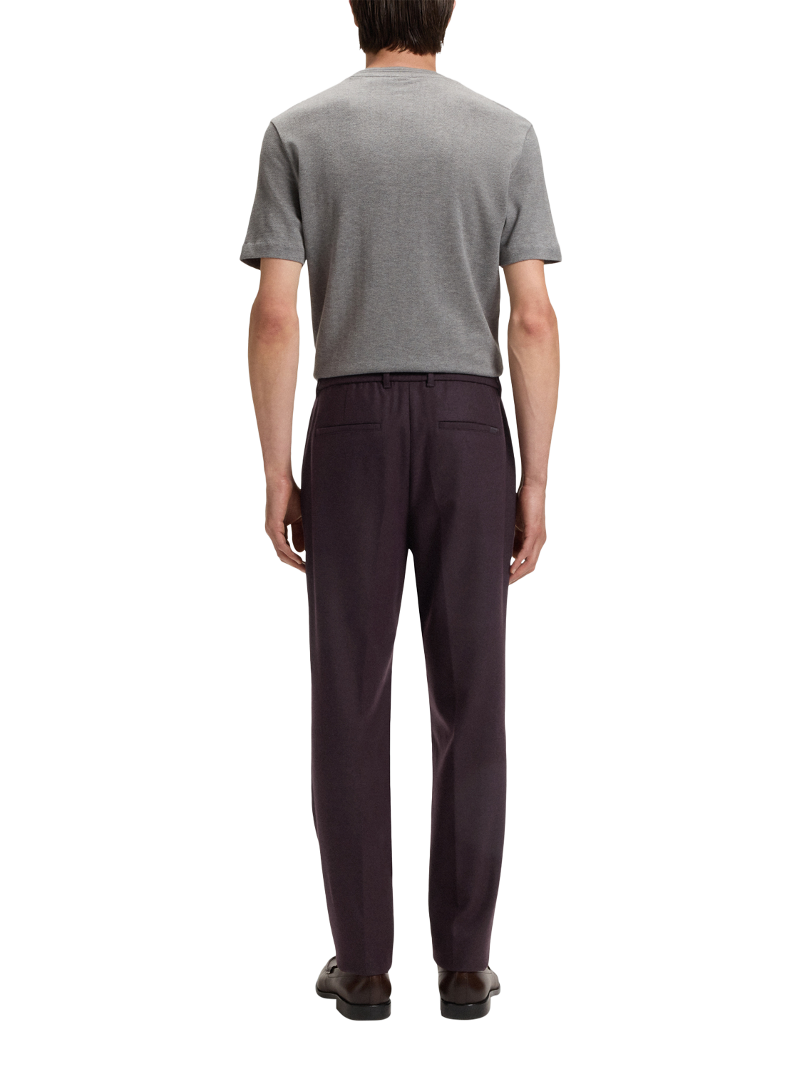 Product image 2 of 6, which shows BOSS Wool Blend Tailored Casual Trousers, Dark Burgundy, 32R