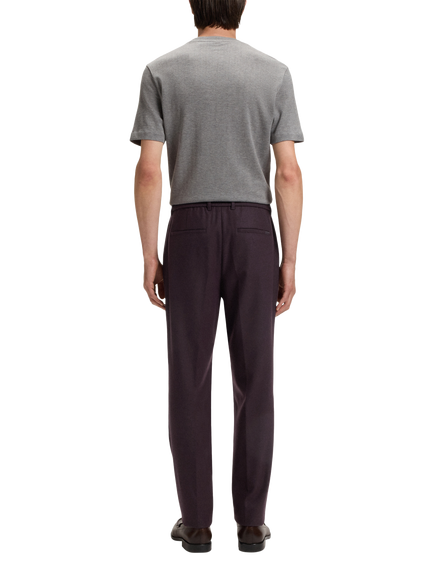 BOSS Wool Blend Tailored Casual Trousers, Dark Burgundy - view 2, Dark Burgundy