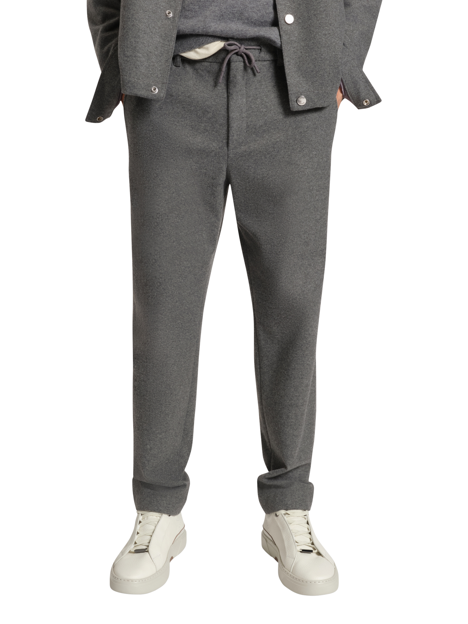 Product image 1 of 6, which shows BOSS Wool Blend Tailored Casual Trousers, Grey, 32R