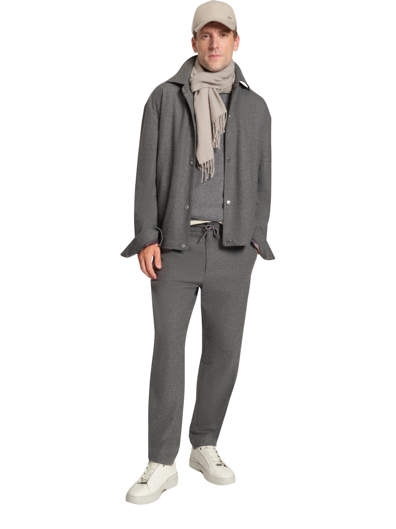 Product image 3 of 6, which shows BOSS Wool Blend Tailored Casual Trousers, Grey, 32R