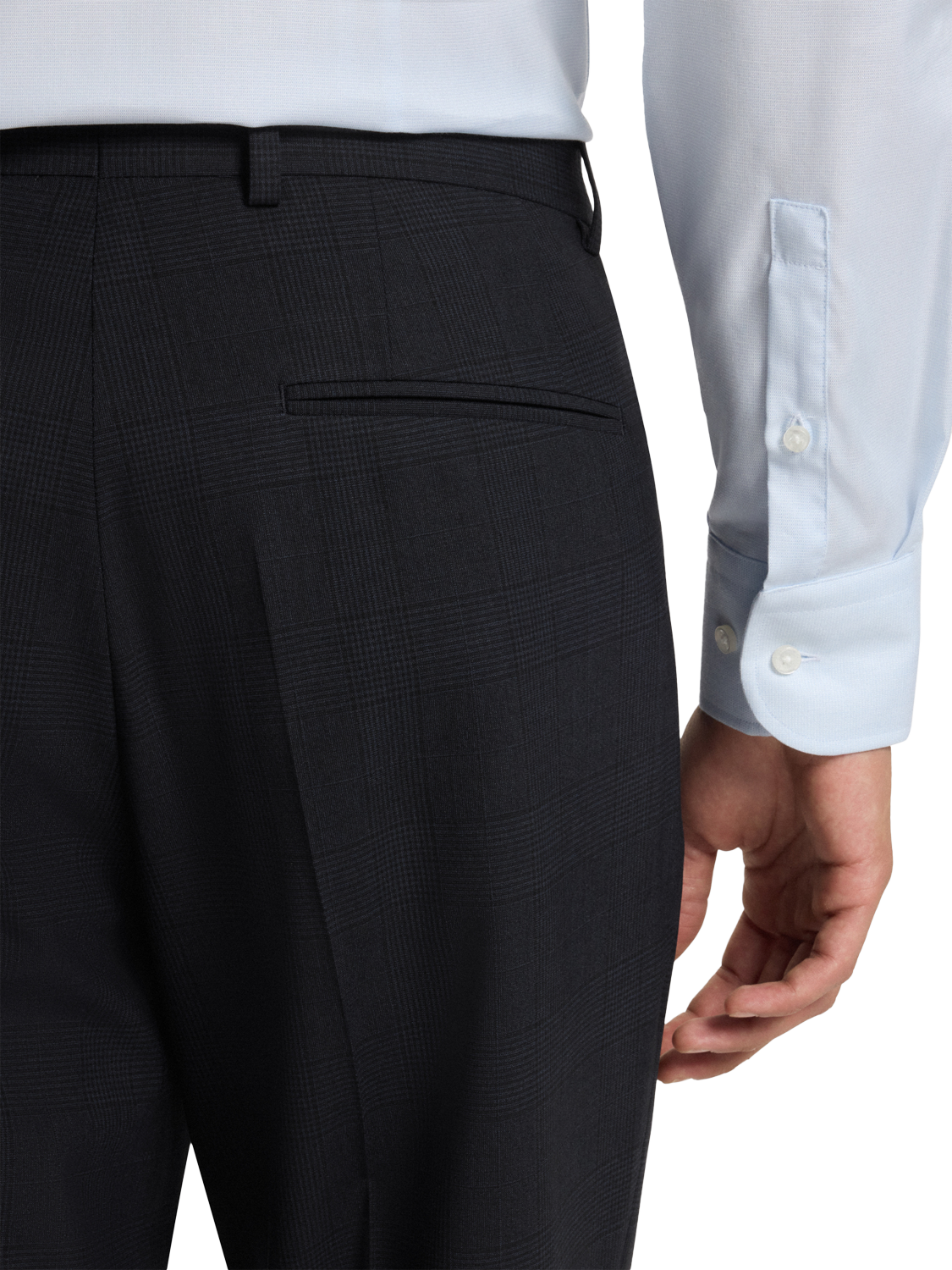 Product image 5 of 6, which shows BOSS Regular Fit Wool Blend Suit Trousers, Dark Blue, 34R