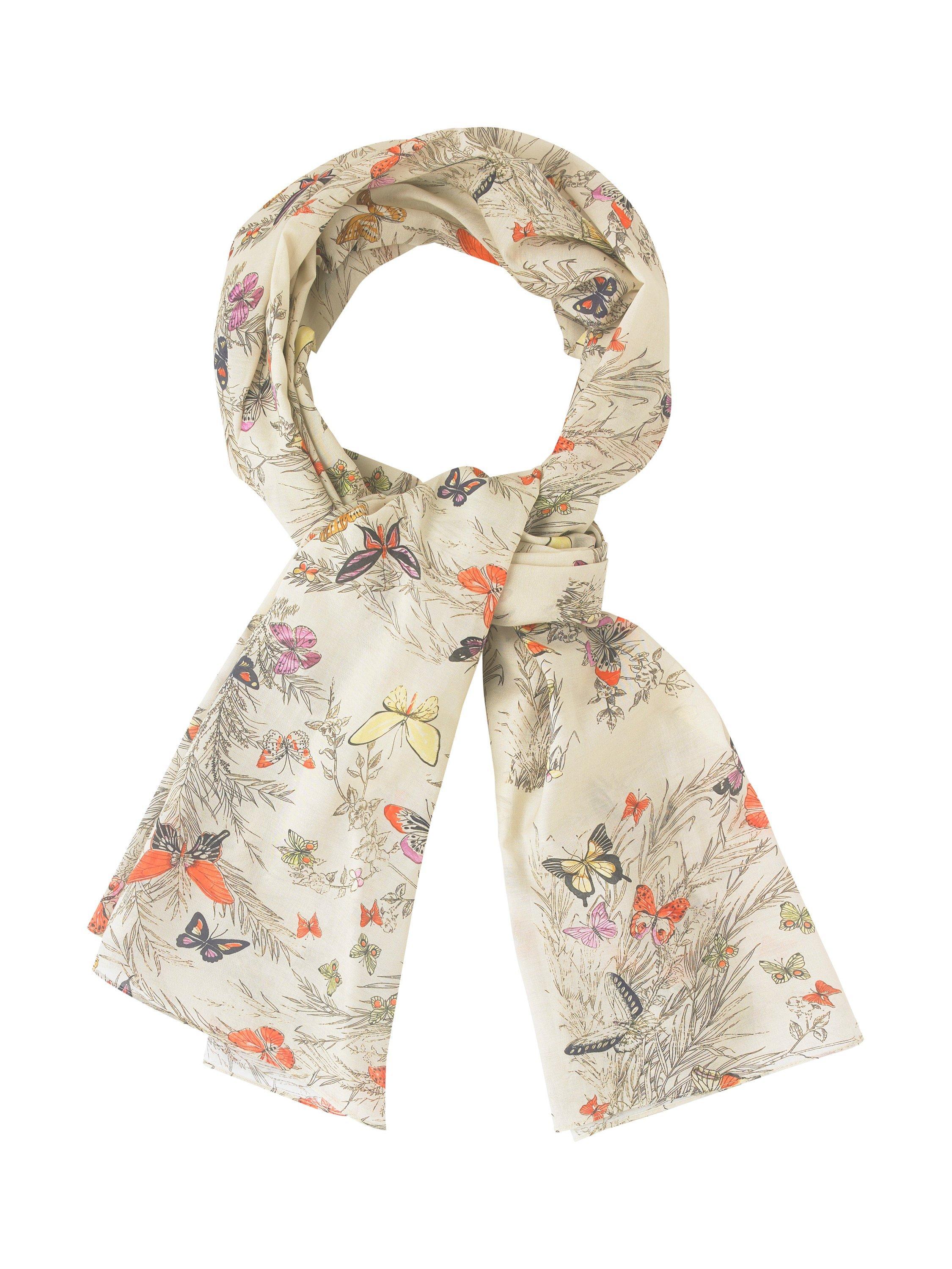 Product image 1 of 2, which shows Their Nibs Butterflies Wool Rich Scarf, Beige, One Size