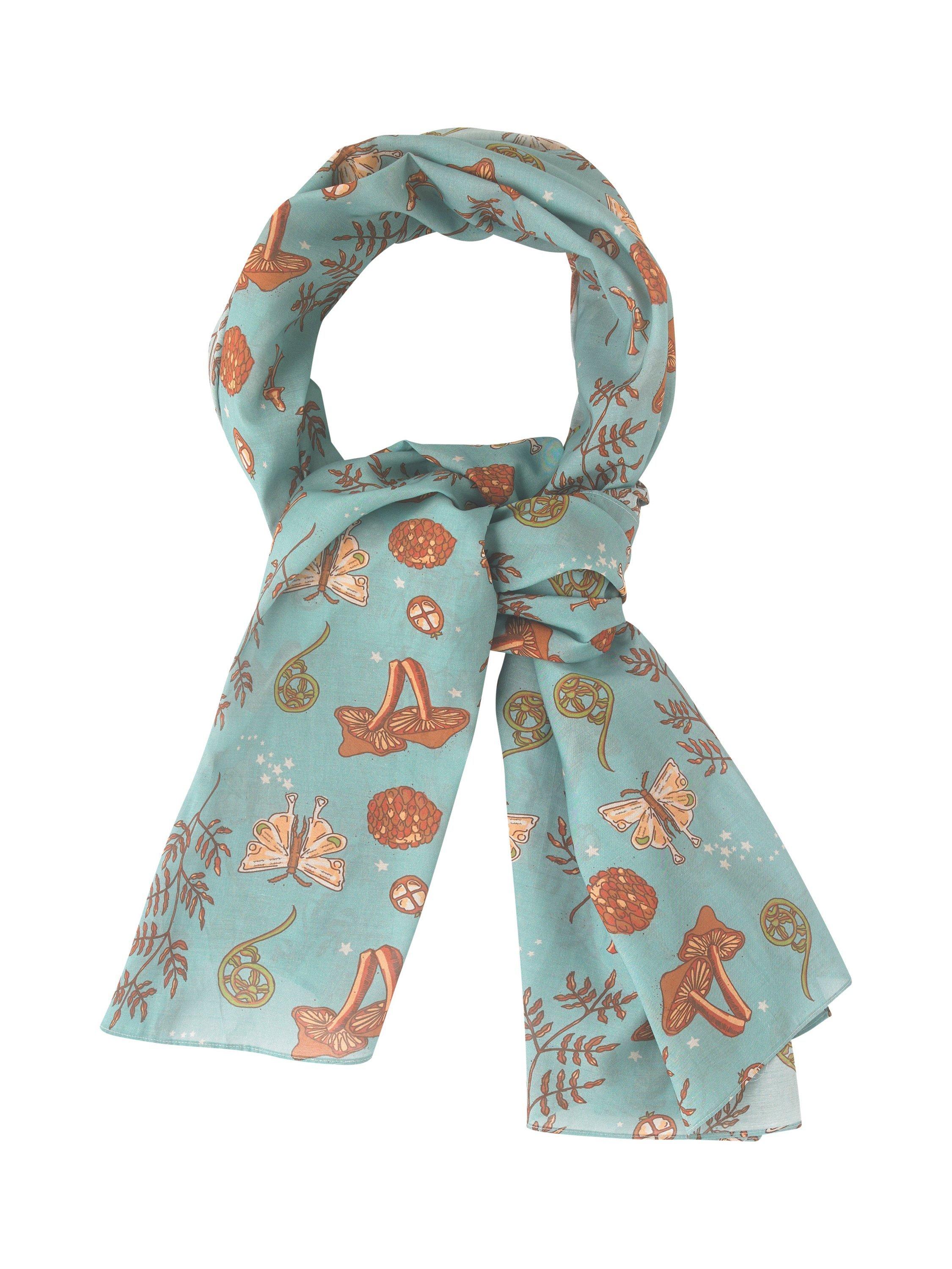 Product image 1 of 2, which shows Their Nibs Forest Icons Wool Rich Scarf, Teal, One Size