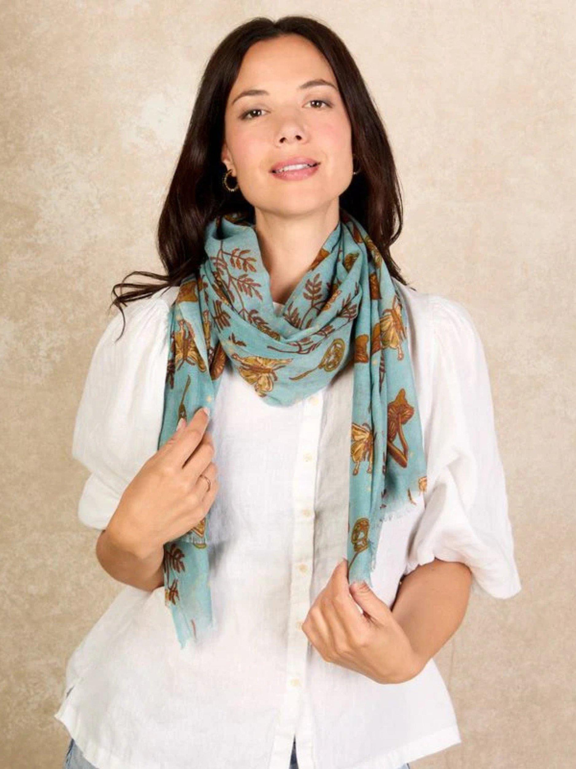Product image 2 of 2, which shows Their Nibs Forest Icons Wool Rich Scarf, Teal, One Size