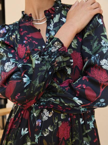 Baukjen Grace Floral Midi Dress, Black/Multi - view 2, Black/Multi