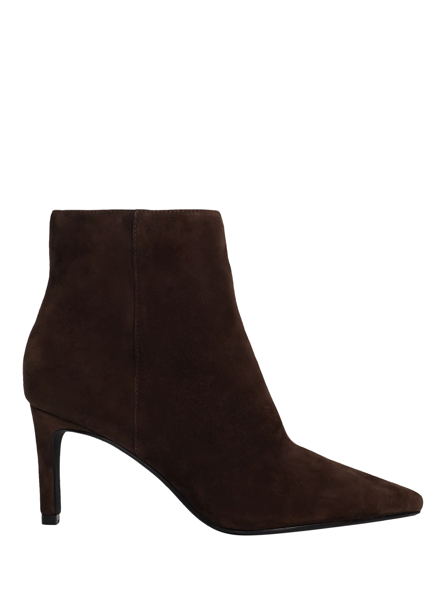 Product image 1 of 6, which shows Dune London Obsessively Suede Heeled Ankle Boots, Brown, EU36