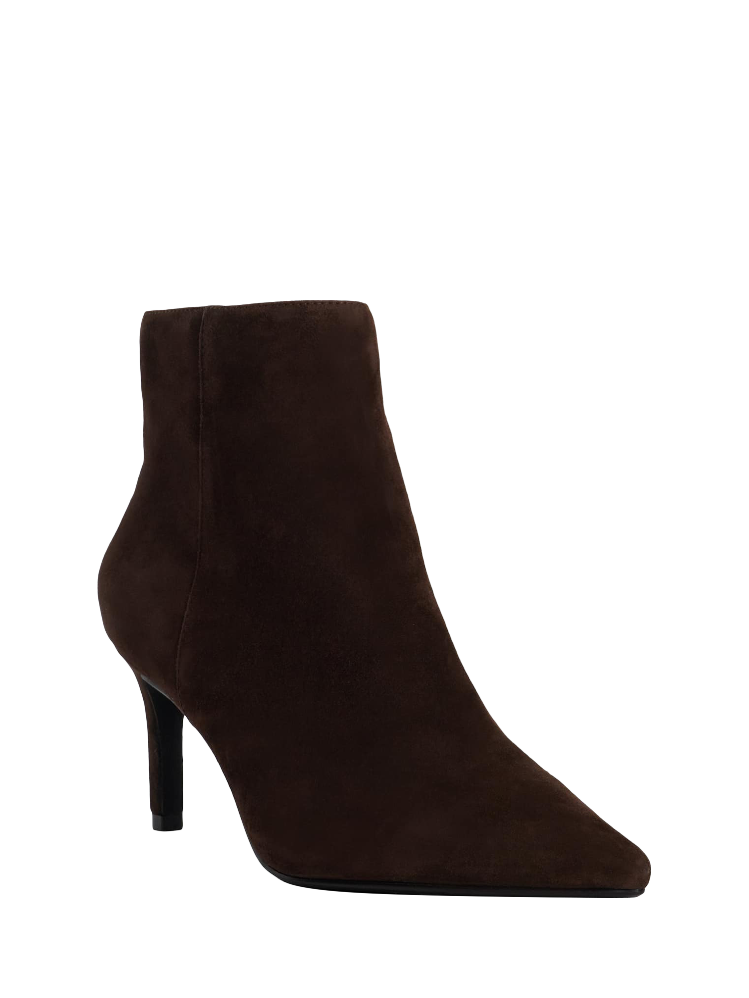 Product image 4 of 6, which shows Dune London Obsessively Suede Heeled Ankle Boots, Brown, EU36
