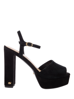 Dune London Mayci Suede Heeled Platform Sandals, Black, Black