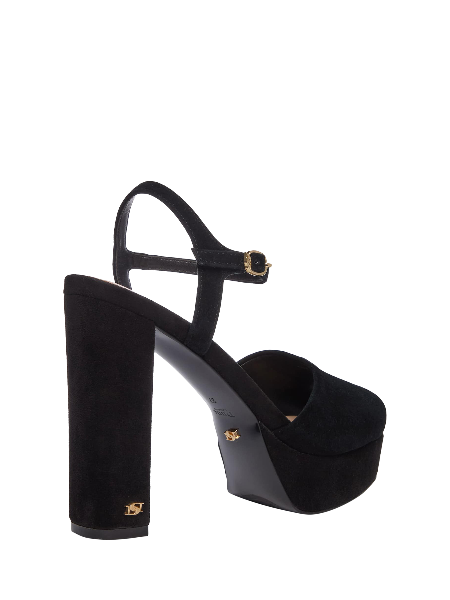 Product image 5 of 6, which shows Dune London Mayci Suede Heeled Platform Sandals, Black, EU36