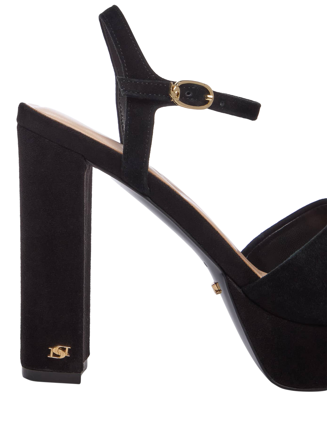 Product image 6 of 6, which shows Dune London Mayci Suede Heeled Platform Sandals, Black, EU36