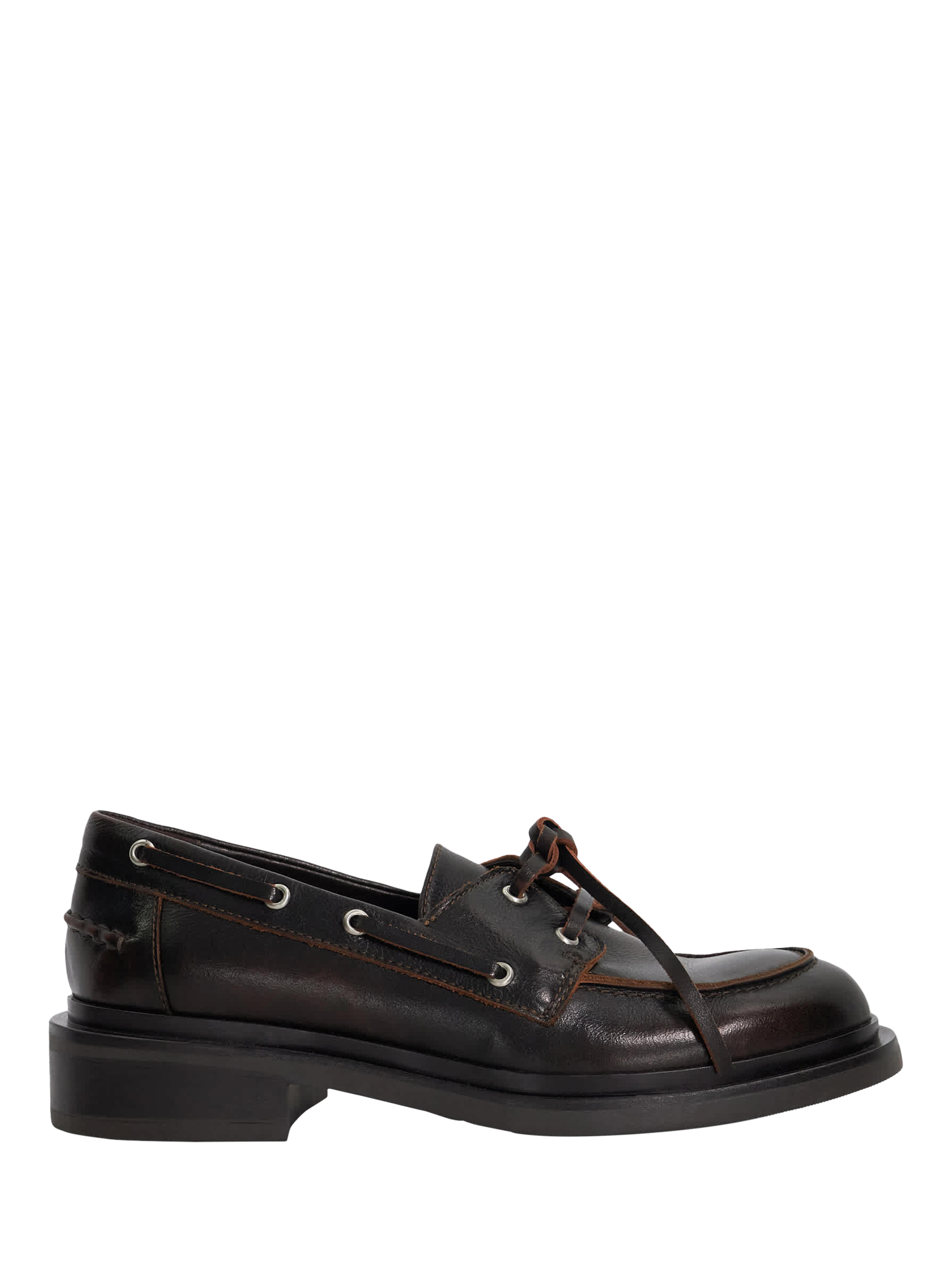 Product image 1 of 5, which shows Dune London Giigee Leather Boat Shoes, Brown, EU36