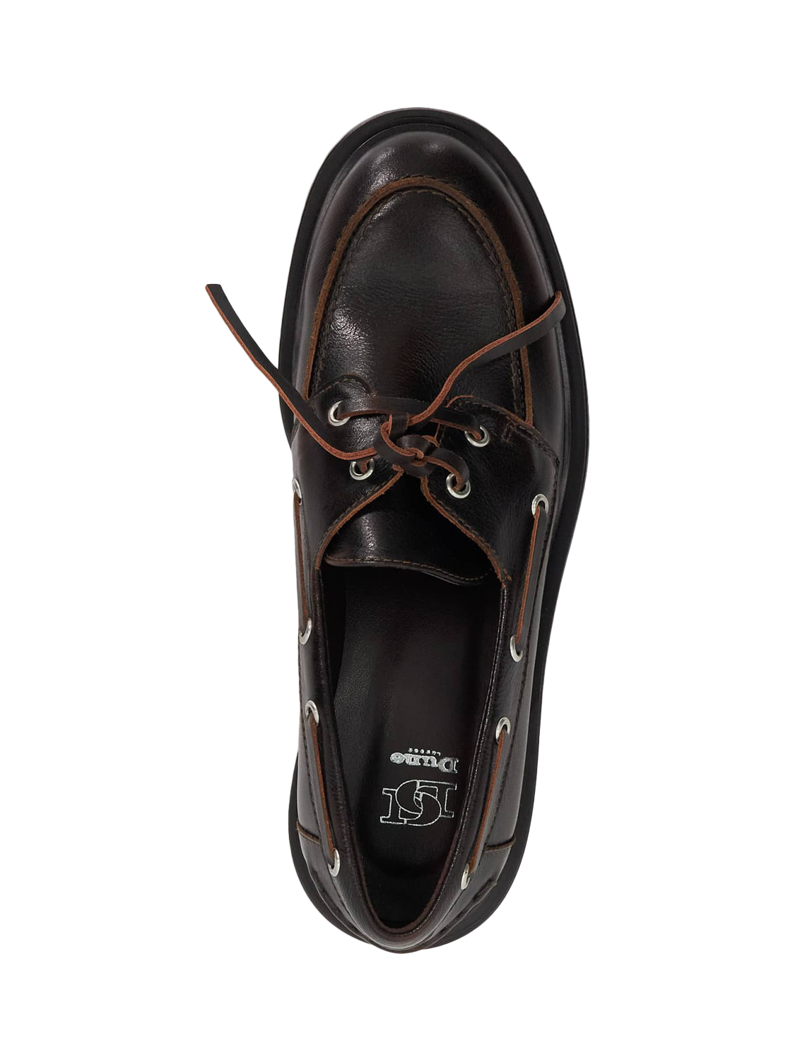 Product image 2 of 5, which shows Dune London Giigee Leather Boat Shoes, Brown, EU36