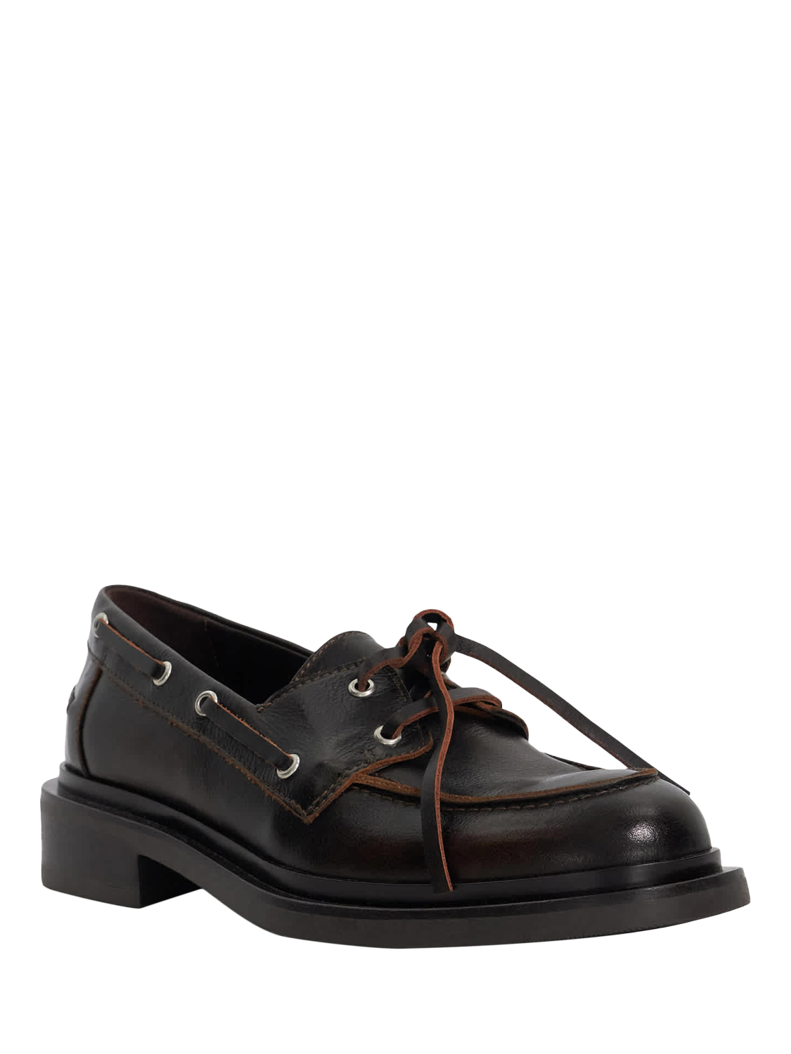 Product image 3 of 5, which shows Dune London Giigee Leather Boat Shoes, Brown, EU36