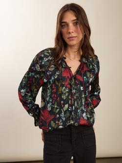 Baukjen Jasmine Floral Long Sleeve Blouse, Black/Multi, Black/Multi