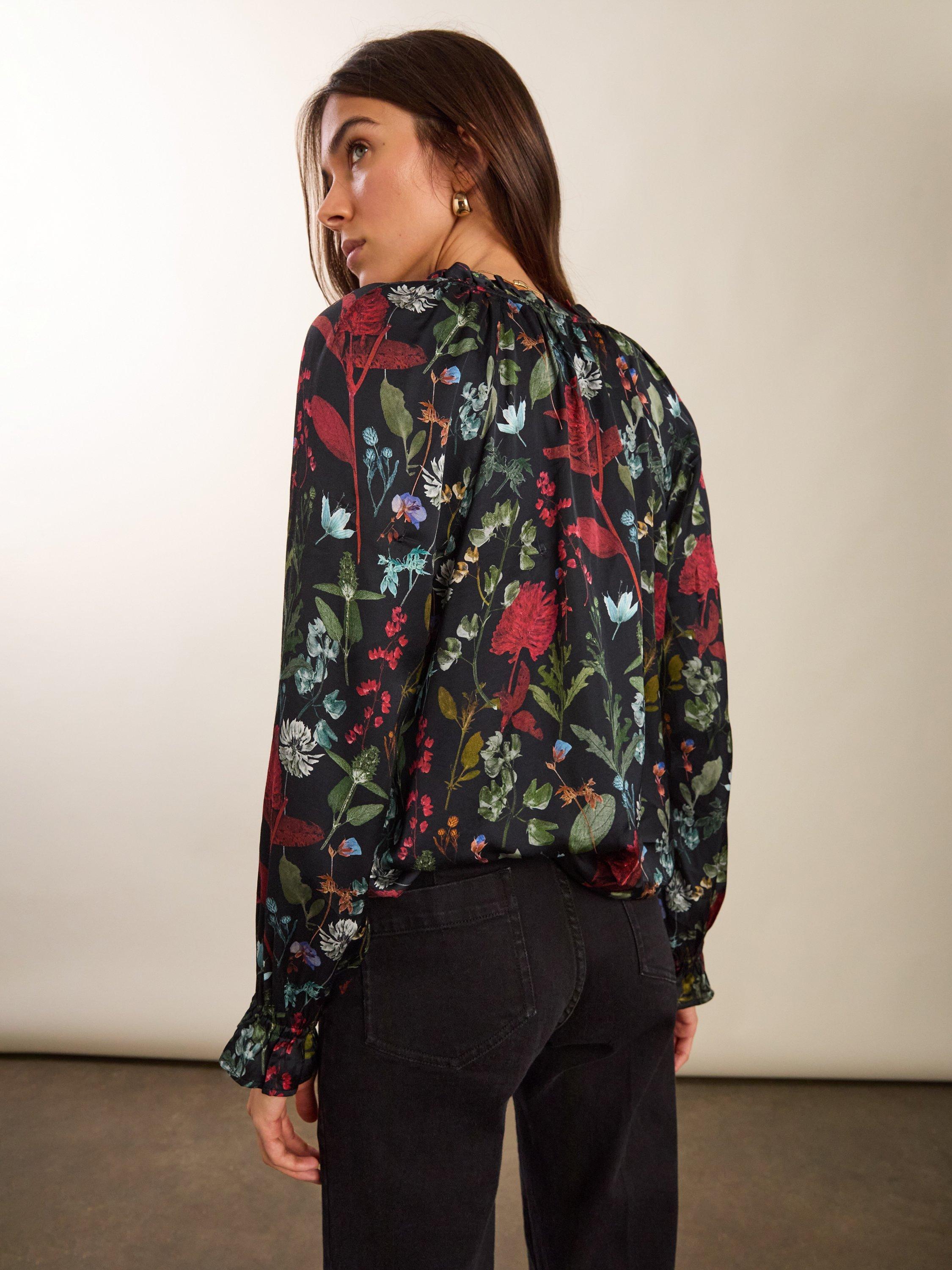 Product image 5 of 5, which shows Baukjen Jasmine Floral Long Sleeve Blouse, Black/Multi, 6