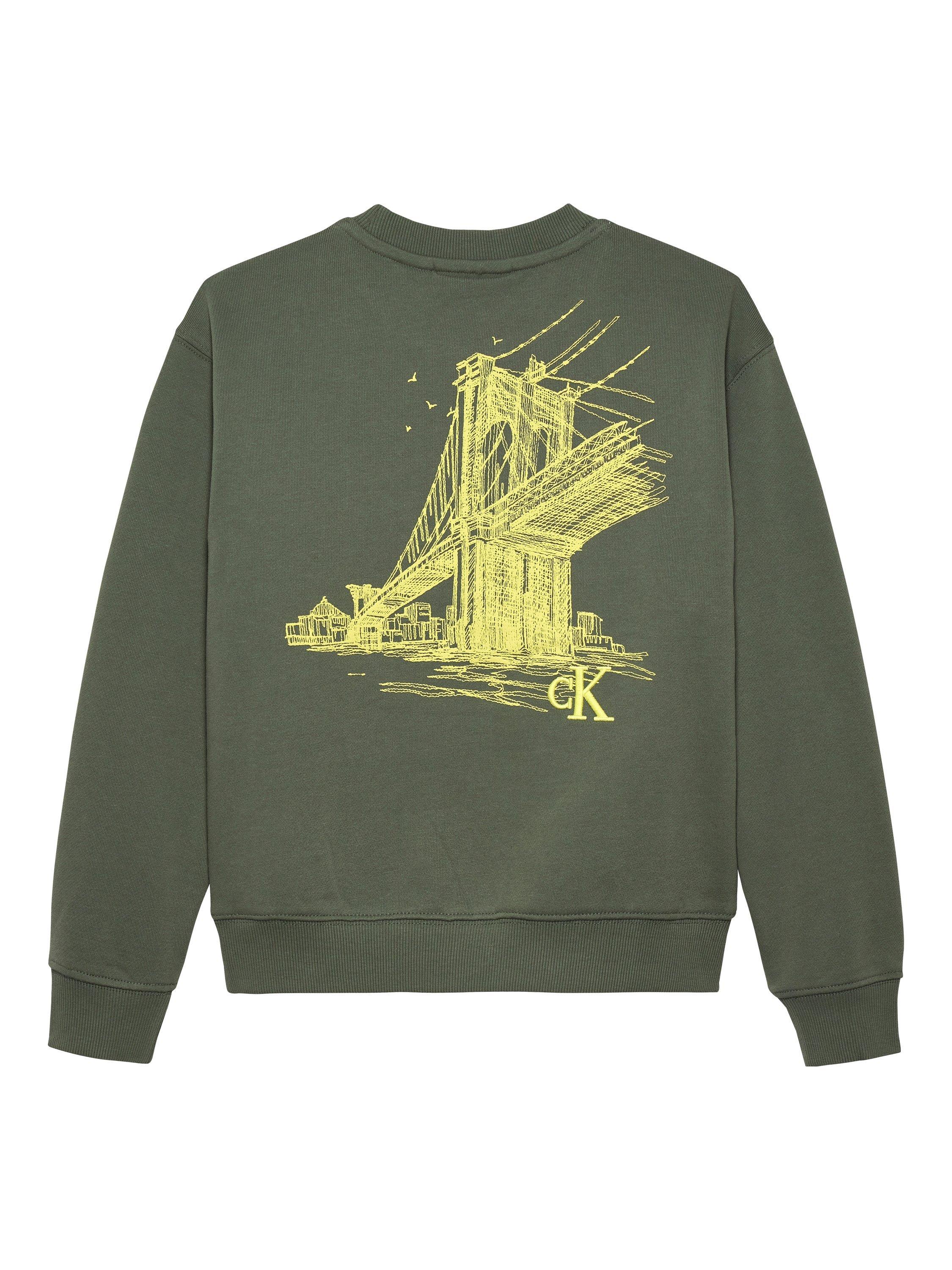 Product image 2 of 2, which shows Calvin Klein Kids' Brooklyn Bridge Sweatshirt, Thyme, 8 years