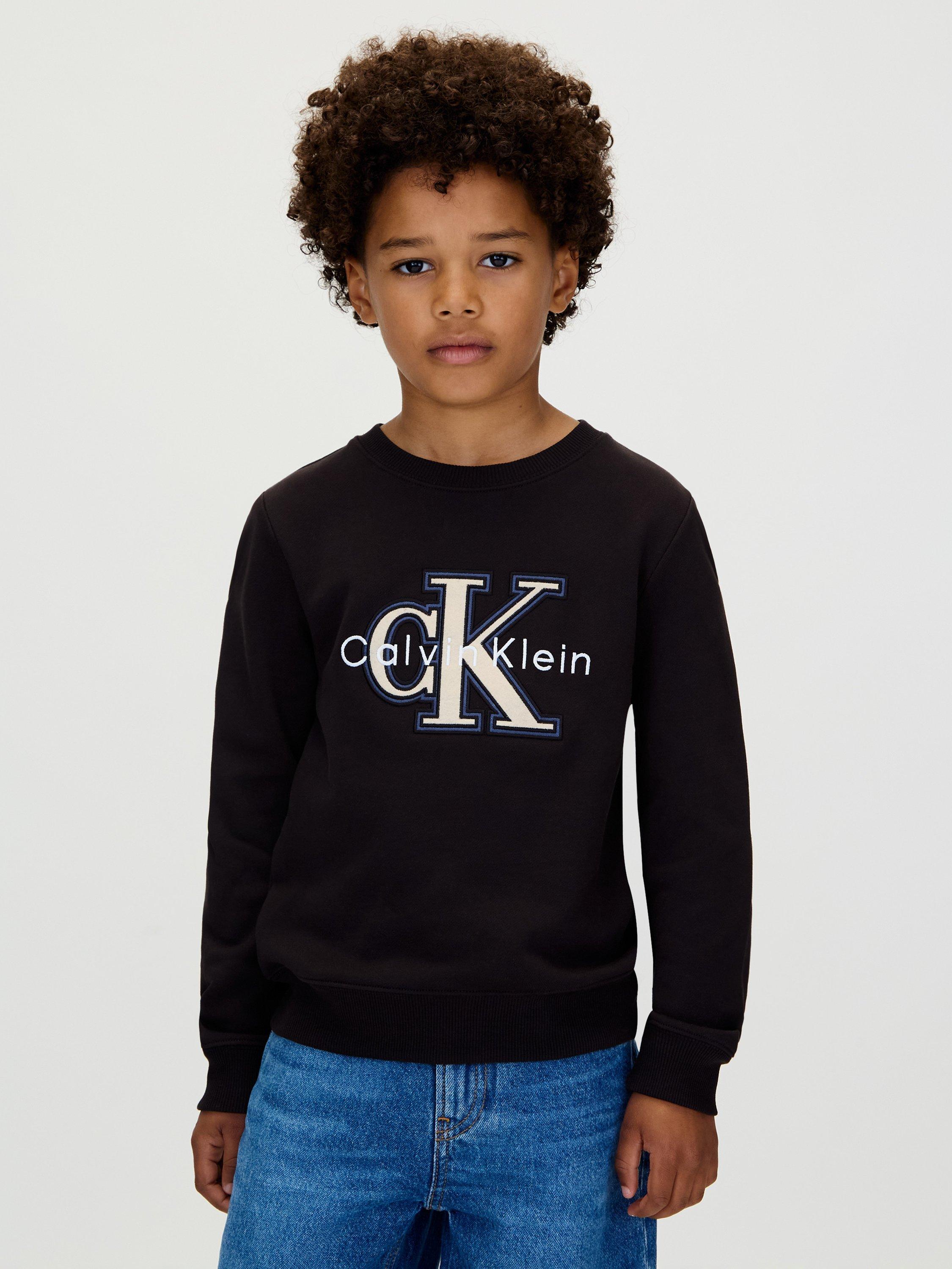 Product image 1 of 5, which shows Calvin Klein Kids' Monogram Sweatshirt, Ck Black, 6 years