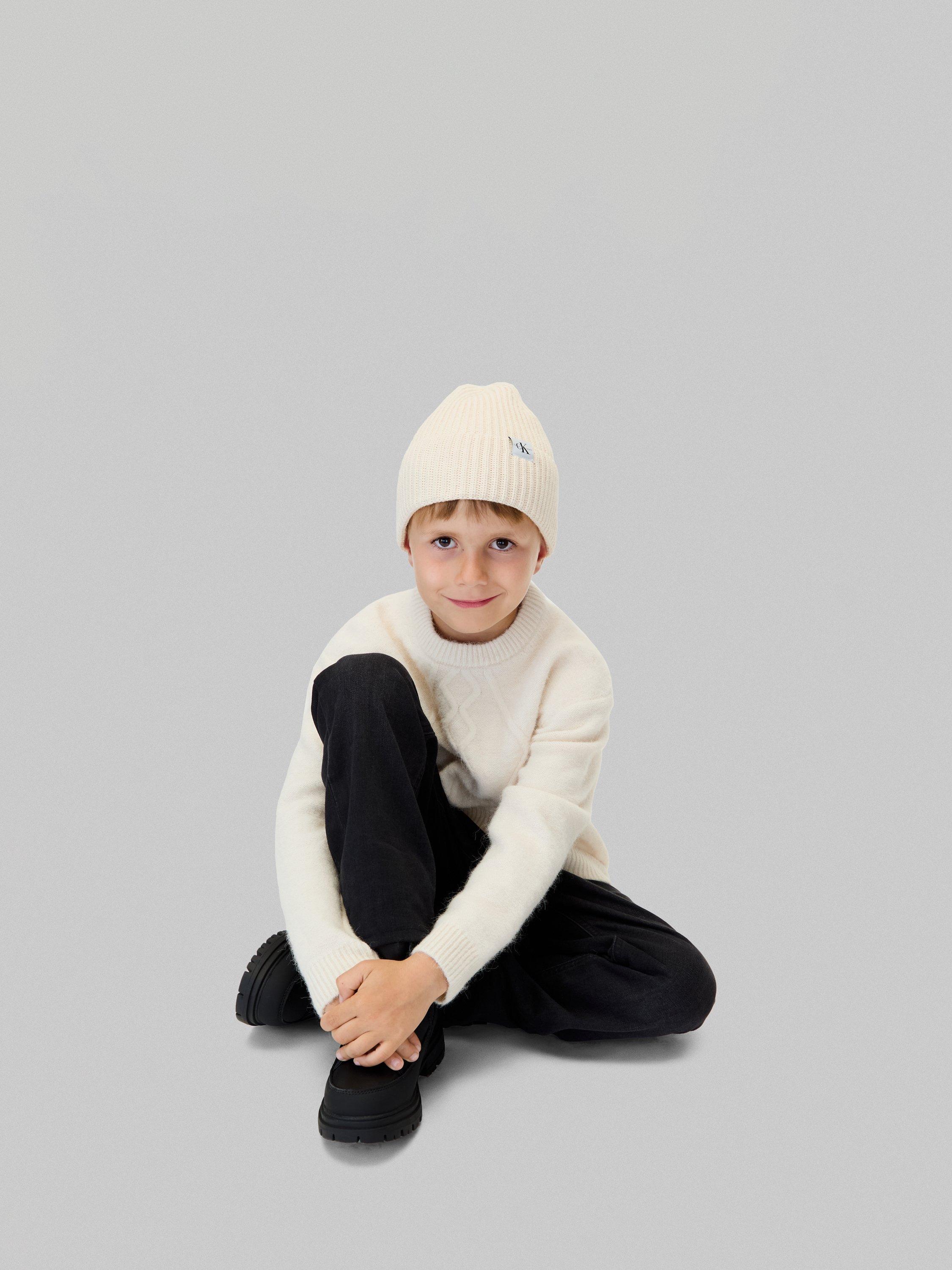 Product image 5 of 6, which shows Calvin Klein Kids' Fluffy Jumper, Whitecap Gray, 8 years