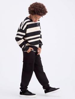 Calvin Klein Kids' Striped Colourblock Jumper, Black/Gray - view 2, Black/Gray
