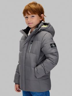 Calvin Klein Kids' Essential Puffer Jacket, Granite Gray, Granite Gray